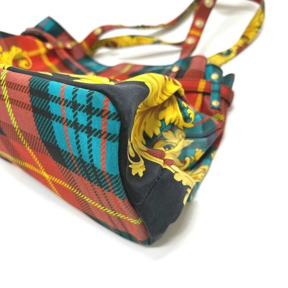 VERSACE Tote Bag baroque pattern Bag Shoulder Bag cotton Multicolore - Picture 3 of 12